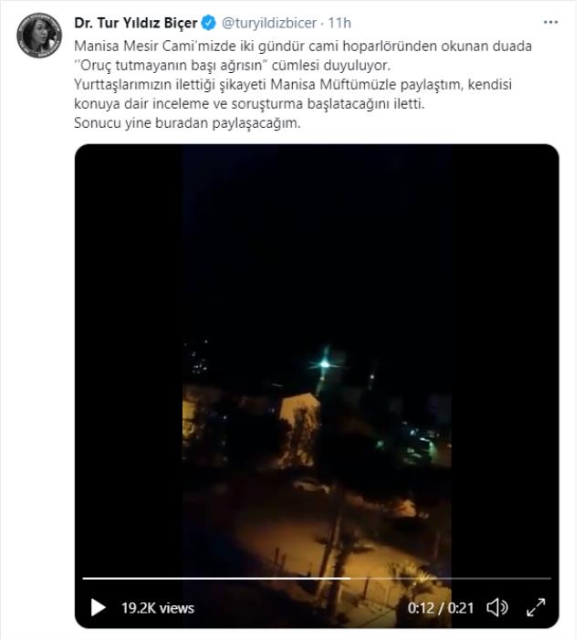 CHP'li isim paylaştı: Oruç tutmayanlara cami hoparlöründen beddua okunuyor