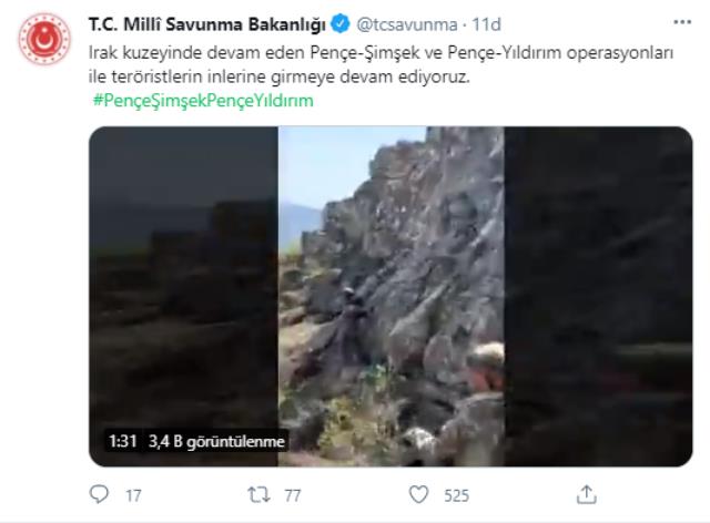 Milli Savunma Bakanlığı paylaştı: Mehmetçik'in teröristlerin inlerine girdiği anlar kamerada