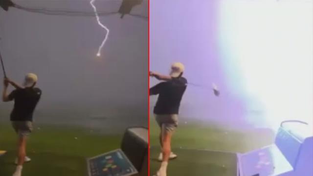 Milyonda bir görülecek olay! Havada uçan golf topuna yıldırım çarptı, o anlar kamerada Milyonda bir görülecek olay! Havada uçan golf topuna yıldırım çarptı, o anlar kamerada