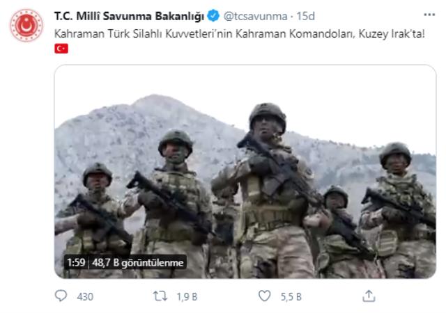 Operasyon devam ederken Milli Savunma Bakanlığı tüyleri diken diken eden videoyu tekrar paylaştı