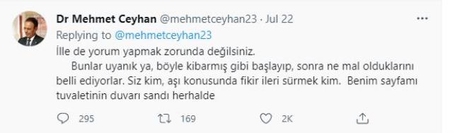 Prof. Mehmet Ceyhan yine takipçilerinden biriyle gerildi: Sayfamı tuvaletinin duvarı sandı herhalde Prof. Mehmet Ceyhan yine takipçilerinden biriyle gerildi: Sayfamı tuvaletinin duvarı sandı herhalde