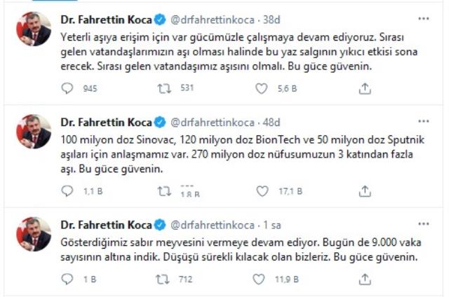 Sağlık Bakanı Koca: 270 milyon aşı anlaşmamız var, bu güce güvenin