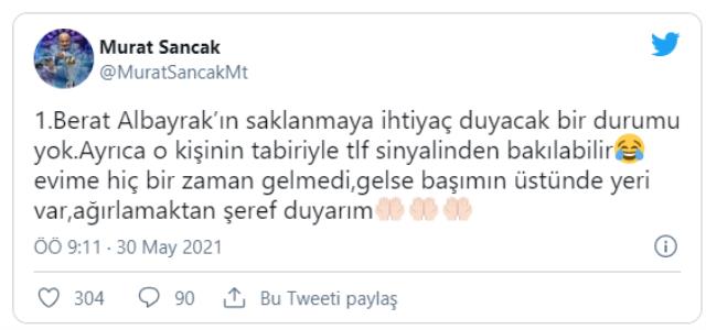Sedat Peker 'Berat Albayrak, Murat Sancak'ın evinde kalıyor' iddiasında bulundu! Sancak'tan yanıt gecikmedi Sedat Peker 'Berat Albayrak, Murat Sancak'ın evinde kalıyor' iddiasında bulundu! Sancak'tan yanıt gecikmedi