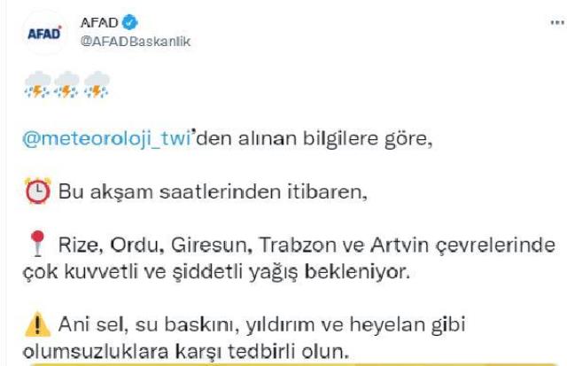 Karadeniz'i zor bir gece bekliyor! AFAD vatandaşları uyardı: Şiddetli yağışlar etkili olacak