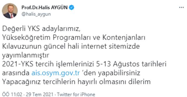 Son Dakika: 2021 YKS kılavuzu yayınlandı, tercihler 5-13 Ağustos tarihleri arasında yapılacak