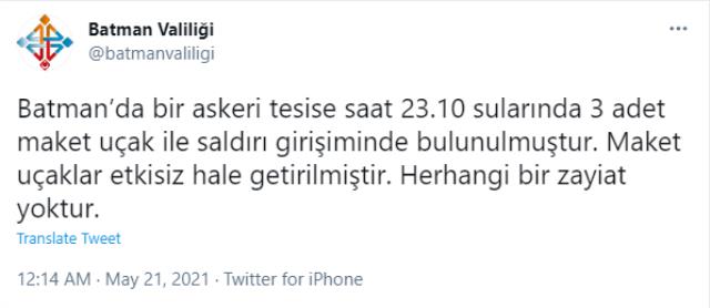 Son Dakika: Batman'da askeri tesise 3 adet maket uçakla saldırı girişimi