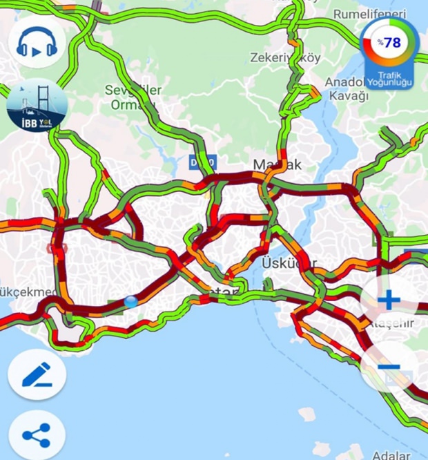 İstanbul trafik durumu.