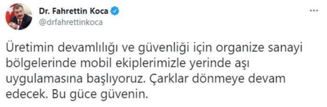 Son Dakika: Organize sanayi bölgelerinde mobil ekiplerle yerinde aşı uygulaması başlıyor Son Dakika: Organize sanayi bölgelerinde mobil ekiplerle yerinde aşı uygulaması başlıyor