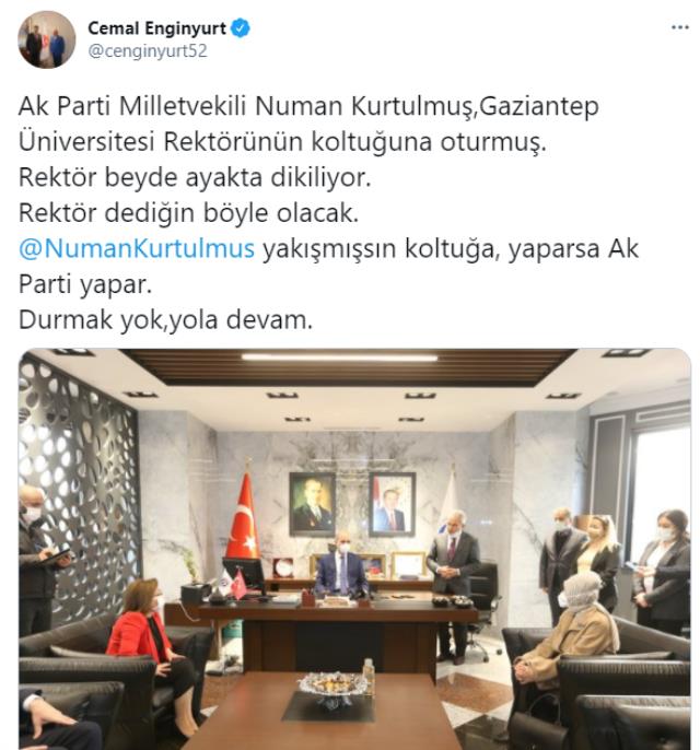 Sosyal medyayı ikiye bölen fotoğraf: Rektör koltuğunu AK Parti Genel Başkanvekili Numan Kurtulmuş'a bıraktı