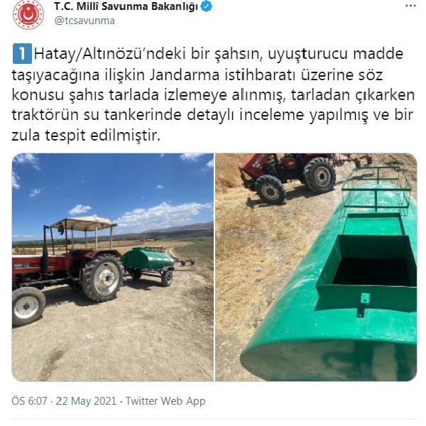 Su tankerinde 18 kilo 228 gram esrar ele geçirildi Su tankerinde 18 kilo 228 gram esrar ele geçirildi
