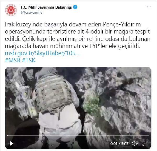 Irak'ın kuzeyinde 4 odalı mağara imha edildi