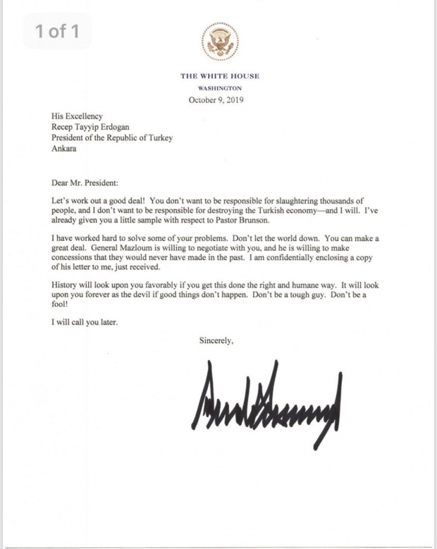 TRUMP'IN ERDOĞAN'A YAZDIĞI MEKTUP