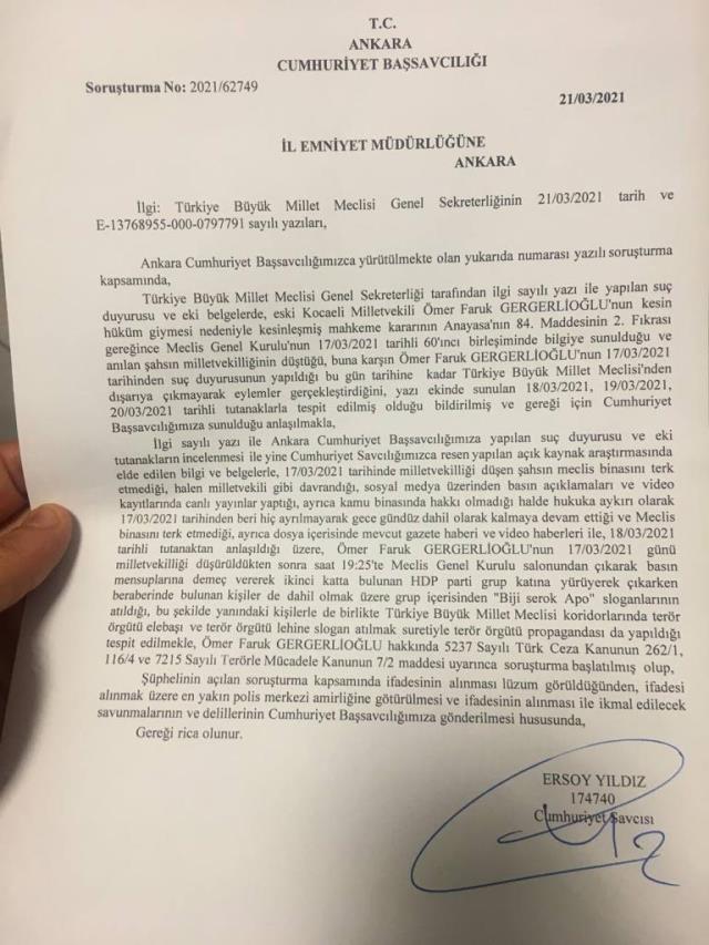 Vekilliği düşürülen HDP'li Gergerlioğlu TBMM'de gözaltına alındı